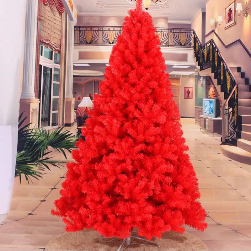 180CM 240CM Tall Luxury Encryption Red Christmas Tree Heavy Pine Artificial PVC Ximas Trees New Year Decoration | Дом и сад
