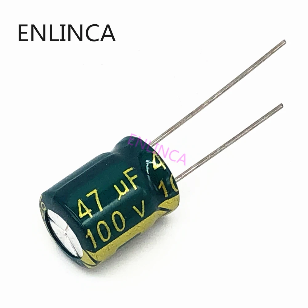 100pcs/lot BC11 high frequency low impedance 100v 47UF aluminum electrolytic capacitor size 8*12 20% | Электронные компоненты и
