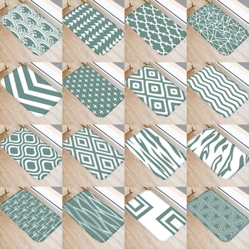 

1pcs 40*60cm Green Geometric Pattern Anti-Slip Suede Carpet Door Mat Doormat Outdoor Kitchen Living Room Floor Mat Rug 48292