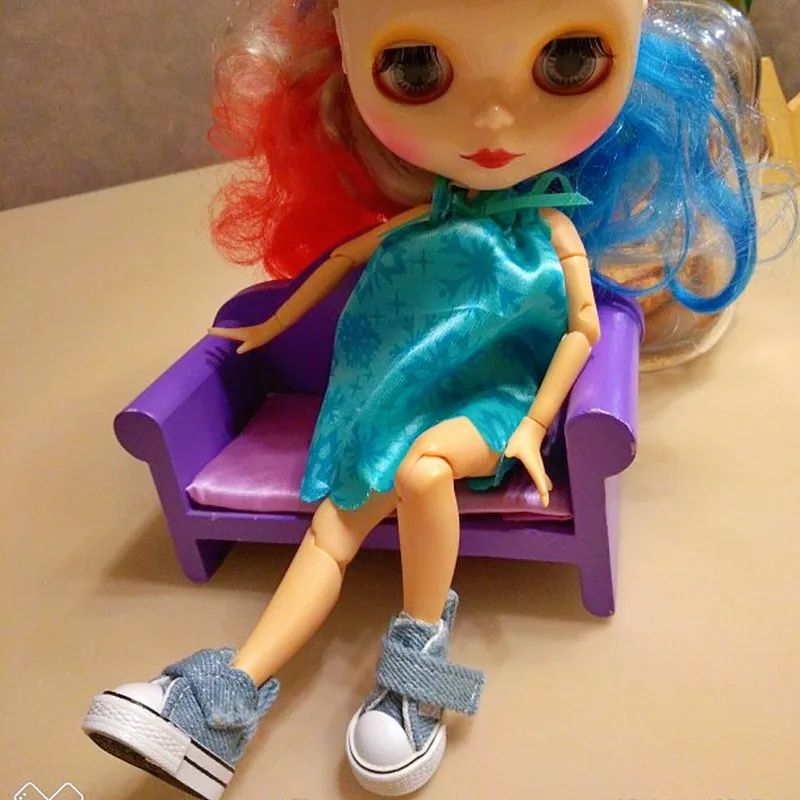 3.6cm Fabric Doll Shoes For Blythe Doll Ob24 Toy 1/8 Canvas Sneakers For EXO KPOP Stuffed 1/6 Joint Body