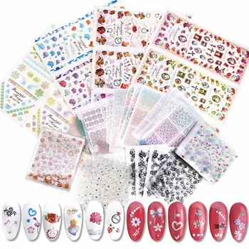 

30pc/24pc/48pc 3D Nail Sticker Nails Art Sticker Fashion 3D Flower Design Girl And Women religion Empaistic Nail Slide Decals