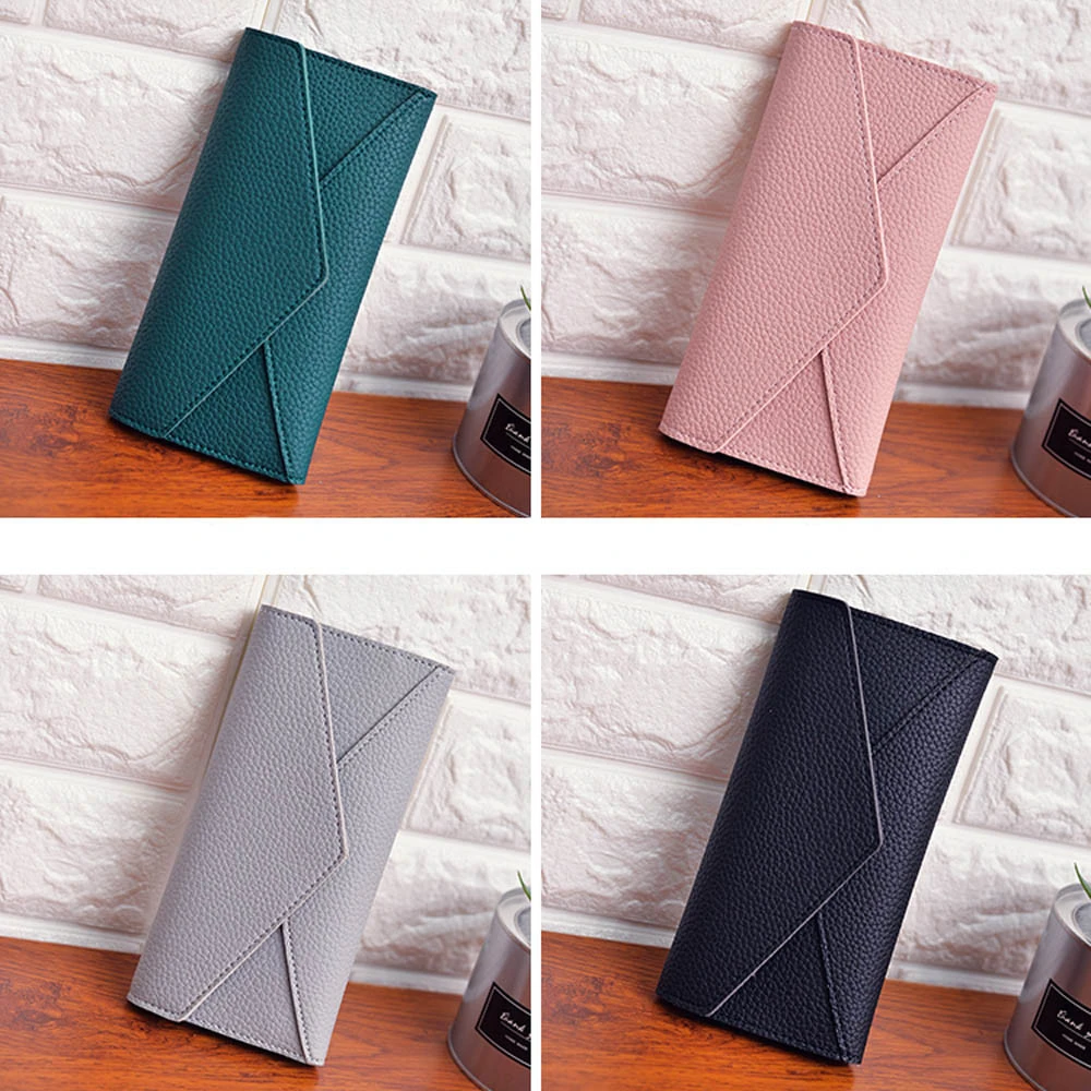 Women Wallets Multifunction PU Leather Wallets Simple Zipper Purses Long Section Clutch Wallet Soft PU Leather Money Bag 815