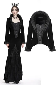 

Darkinlove Women's Steampunk Vintage Short Jacket Gothic Royal Floral Stand-up Collar Velvet Party Jacket