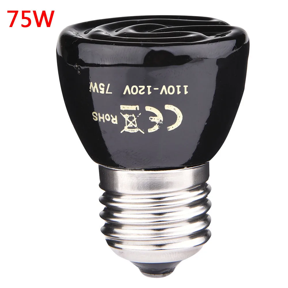 25W 50W 75W 100W Pet Heating Light Bulb Infrared Black Ceramic Emitter Heat Lamp Bulb E27 110-120V Pet Heating Lamp Light