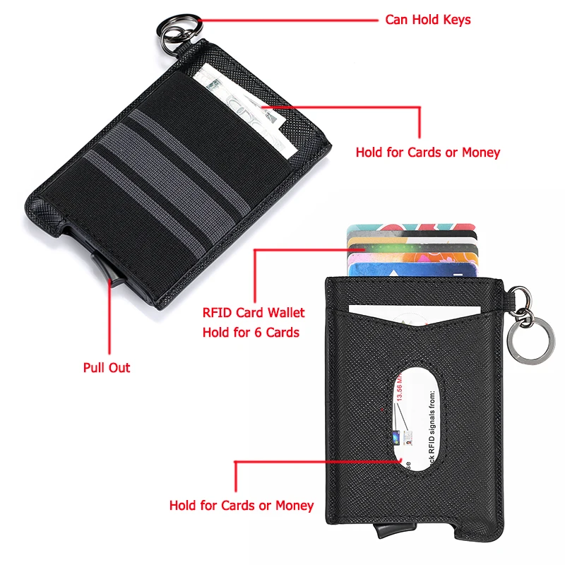 Bycobecy углеродное волокно RFID кредитный держатель для карт Anit-theft кошелек для мужчин и женщин авто всплывающий Чехол для карт кожаный держатель для ID