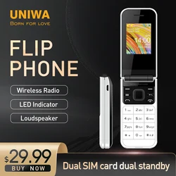 UNIWA F2720 2G Cellular CellPhone 1.7''  160*128 Flip Mobile Phone Dual SIM Card GSM Feature Phone 3.5MM Jack Wireless FM Radio