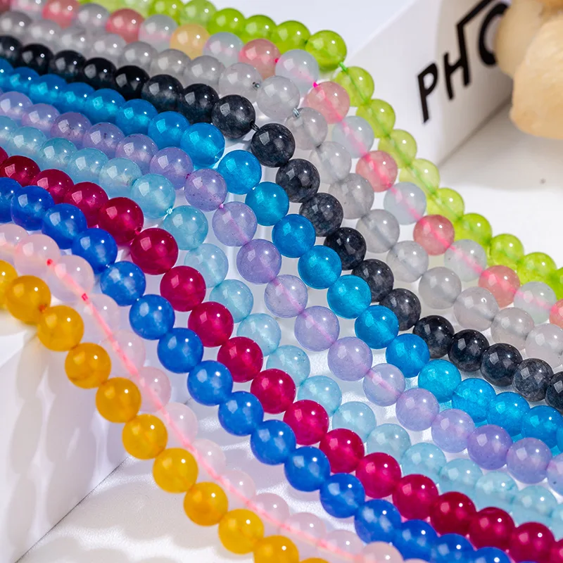 8mm Natural Stone Colorful Transparent Chalcedony Beads Semi-finished Jewelry Making Necklace New DIY Bracelet Accessories 39cm | Украшения