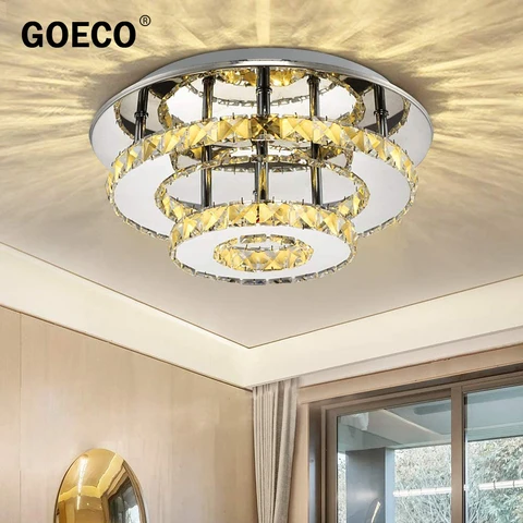 LED Crystal Ceiling Light, Modern Stainless Steel Ceiling Light, 36 W,  Warm White,for Living Room, Corridor, Balcony, Hotel