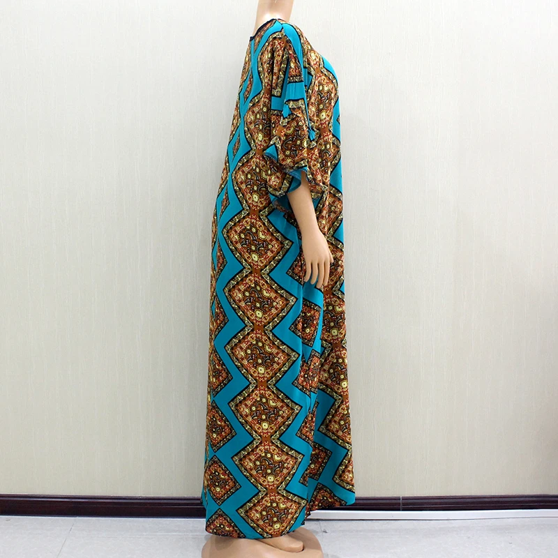 Разноцветные элегантные гофрированные женские платья Boho с коротким рукавом зимние Африканские модные макси платья с шарфом