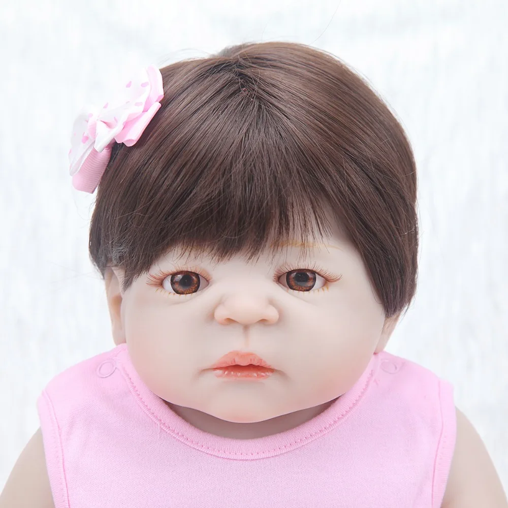 Силиконовая кукла Reborn Baby DollsEivvfive, девочка-смайлик, 55 см, Реалистичная, прикрепляемая, кукла для маленькой девочки, новорожденная, полностью Реалистичная игрушка