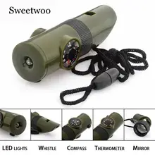 7в1 свисток для выживания в чрезвычайных ситуациях компас многофункциональный инструмент Лупа фонарик контейнер для хранения термометр для кемпинга пешего туризма