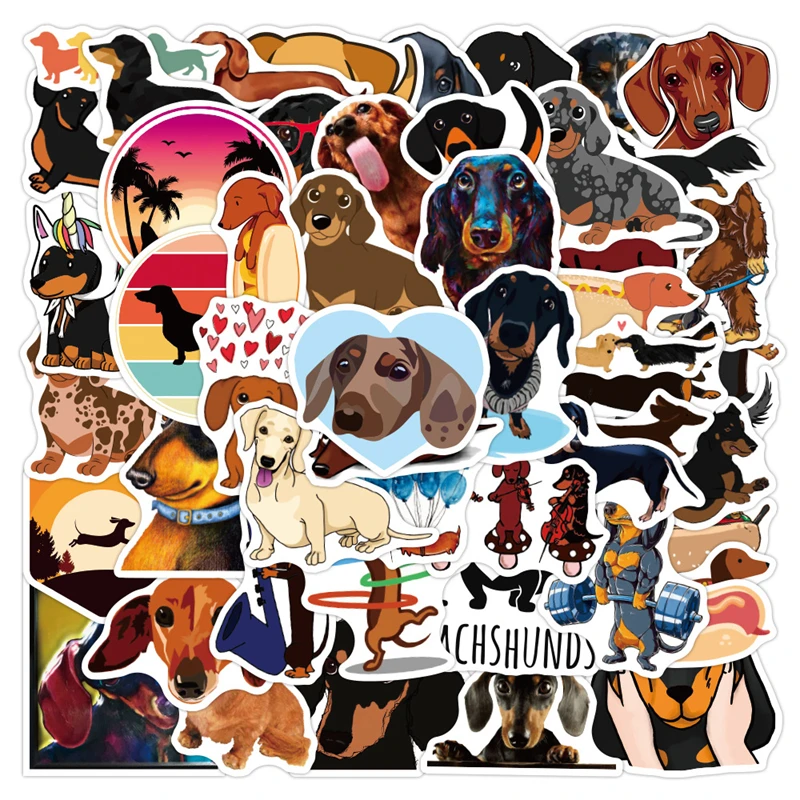 10/30/50 PCS New Dachshund Doodle Cartoon Anime Sticker For Laptop Skateboard Luggage Motorcycle Fridge Waterproof Decal Toy 10 30 50pcs animated gaby dollhouse doodle stickers diy bike travel luggage phone laptop waterproof funny sticker decals