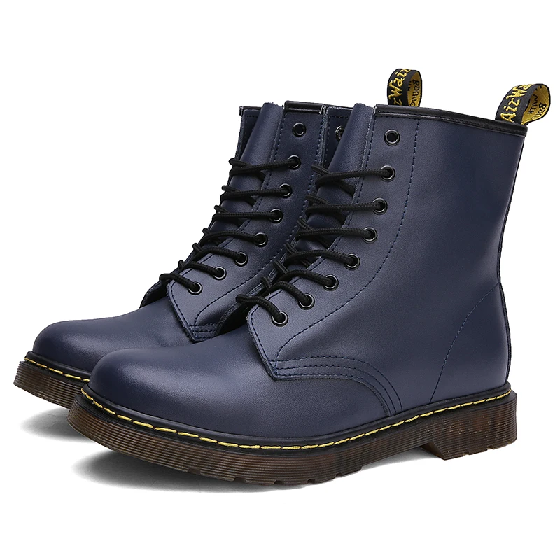 35-47 Genuine Leather Unisex Footwear Wear Mens Fashion Waterproof Martin Boots Winter Spring White Ankle Shoes Boots for Women