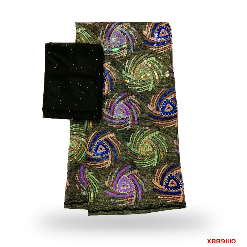 Французская кружевная ткань, африканская бархатная кружевная ткань с вышивкой бисером, нигерийские вечерние платья 7 ярдов/партия H18101001