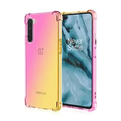 Transparent Gradient Airbag Corners Shockproof Case - Enhanced Protection with Stylish Design for OnePlus Nord N10 (Pink Gold)