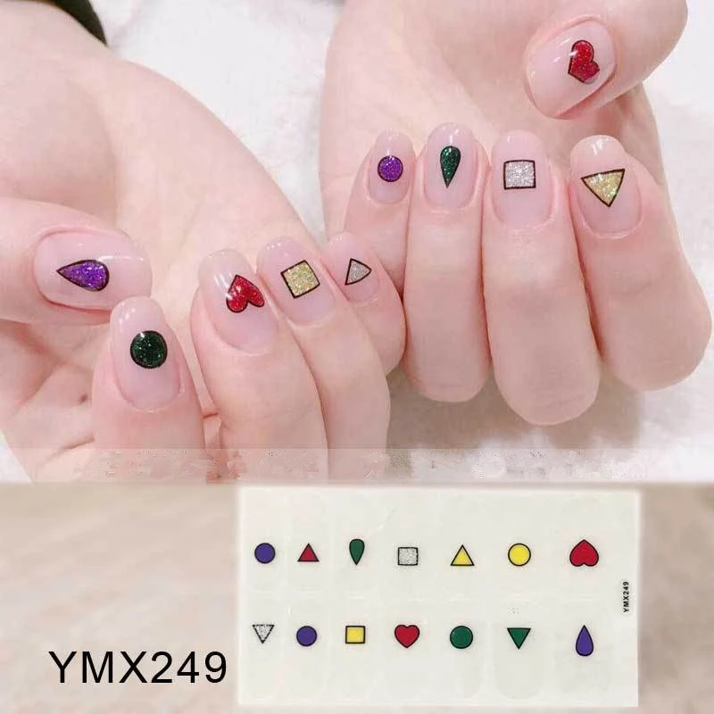1 лист, серия YMX, наклейка для ногтей, сетка в полоску, украшение для ногтей, снежинка, Полное Обертывание, самоклеющиеся кончики для ногтей, слайдер, сделай сам, маникюр