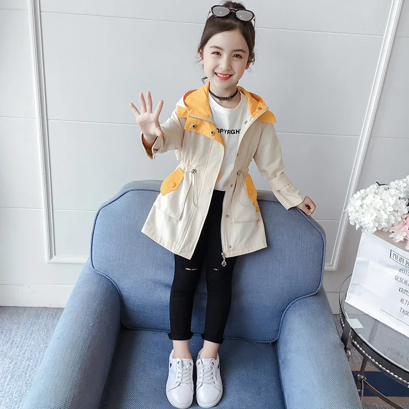 

Girls' Wind Coat Mid-length 2019 New Style Korean-style Autumn Clothing Big Boy GIRL'S Spring And Autumn Children Western Style