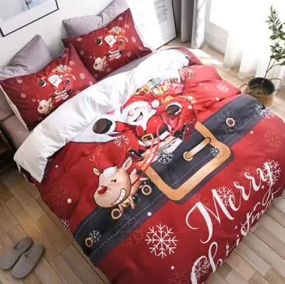 Christmas TYPE 2 Комплект постельного белья для дома, модный простой стиль, Комплект постельного белья, s, постельное белье, пододеяльник, плоский лист, Комплект постельного белья, зима, полный Король, одна королева - Цвет: Christmas TYPE 2