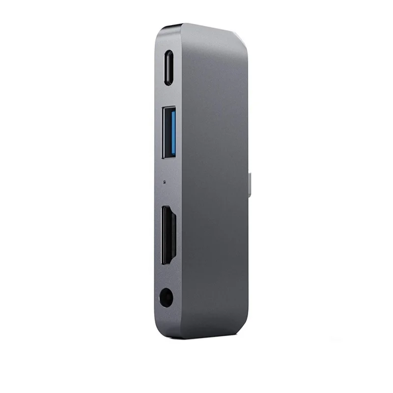 Usb type-C мобильный Pro концентратор адаптер с USB-C зарядка PD 4K HDMI USB 3,0 и 3,5 мм разъем для наушников-Совместимость с iPad Pro - Цвет: Grey