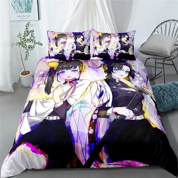 

Internet Hot Style Devil's Blade Children's Bedroom Three-piece Set 1 Sheets 2 Pillows Microfiber Sheets Household Comfortable S