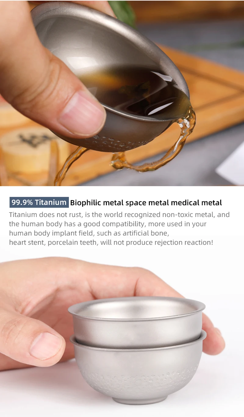 Pure Titanium Teacups 60ml Drinking Cup Heat Resistant Double Wall Layer Tea Cup Water Cup For Tea Cup Chinese Kung Fu Tea Set