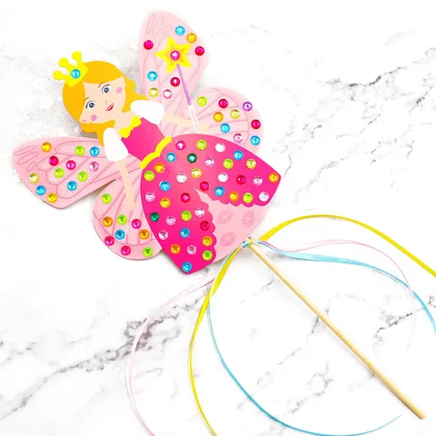 Children DIY Fairy Stick Handmade Princess Magic Stick Toy Handmade Materials Package Sticker Girl Gift DIY Craft Toys