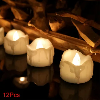 

12pcs/pack Romantic Decor Tea Light Wedding UV Flameless Battery Operated Candle Lamp Party Beautiful