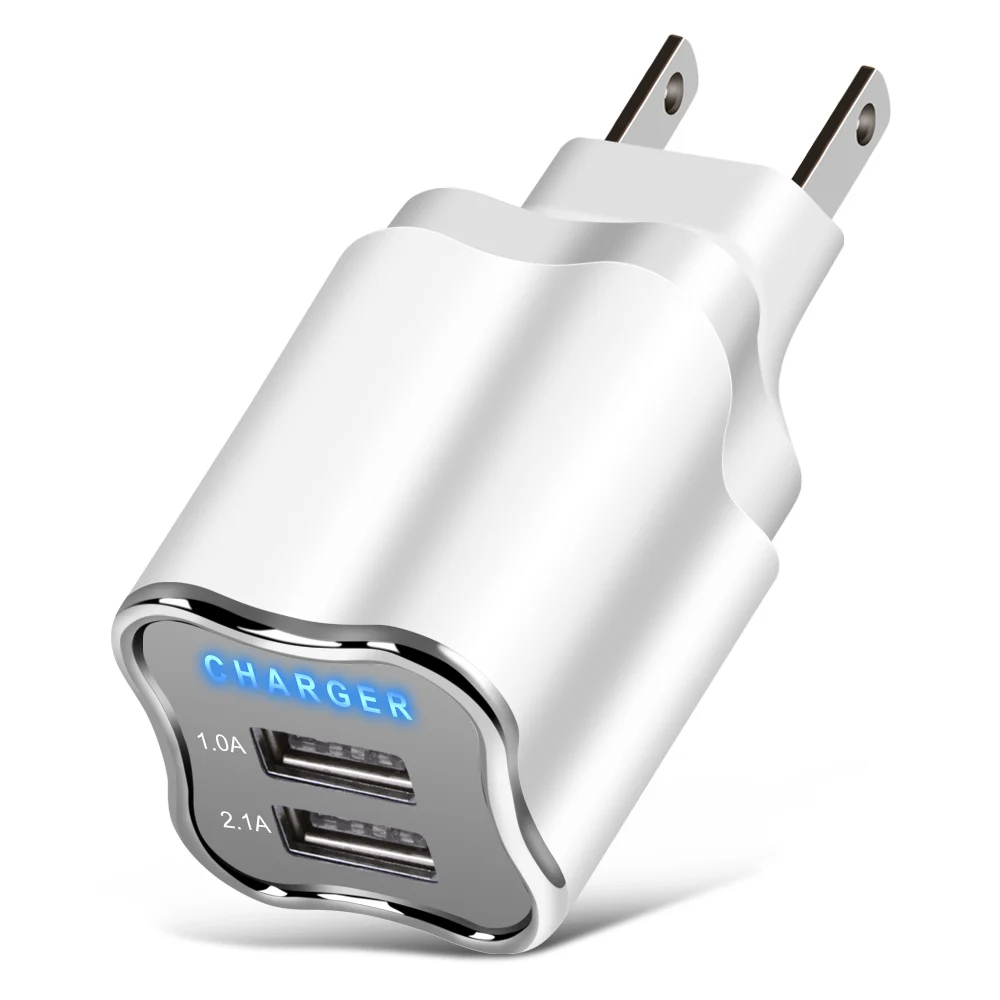 

2 Port USB Charger 5V 2.1A Wall Adapter Mobile Phone Charger For Samsung S8 Xiaomi Tablet EU/US Plug Portable USB Phone Charging