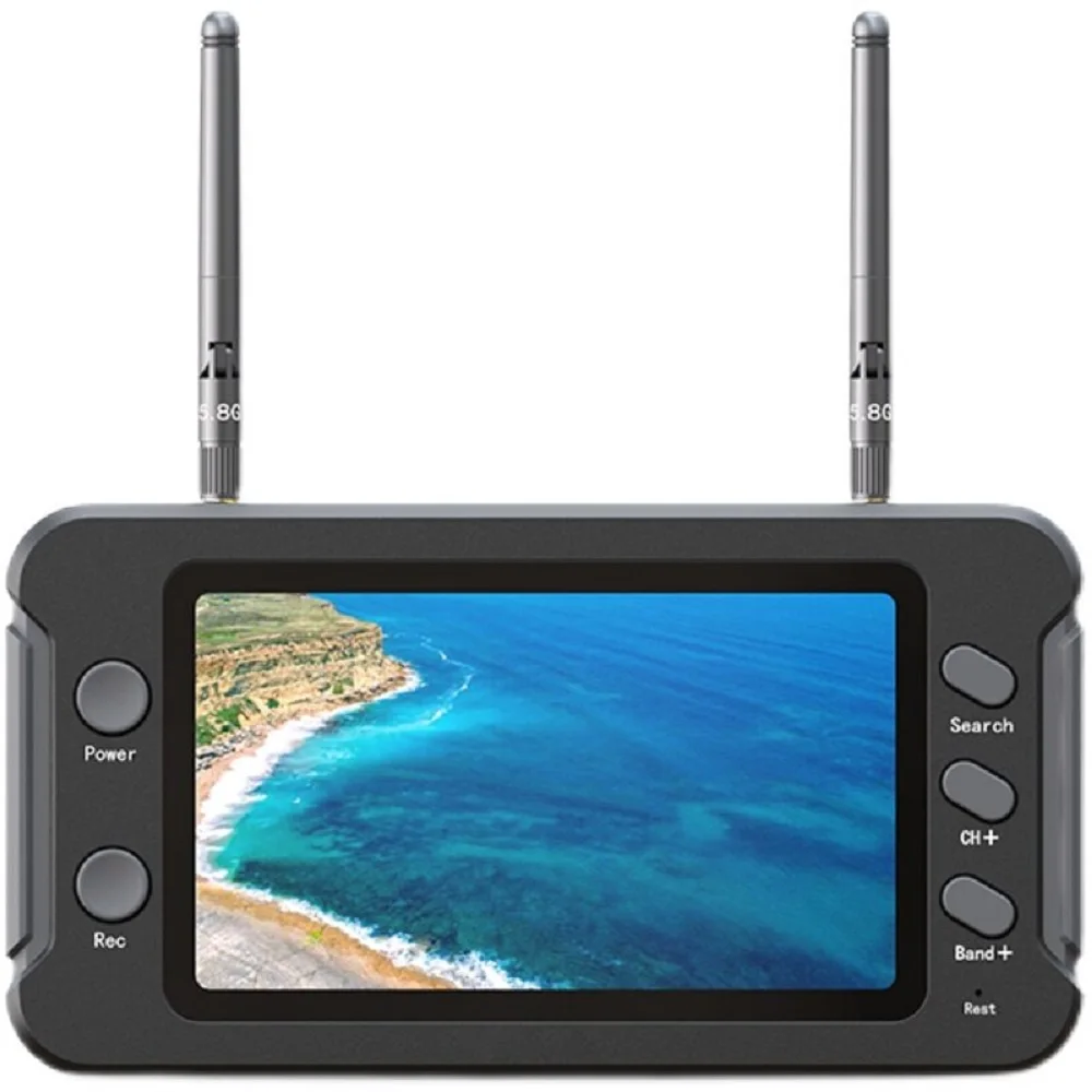 LCD 디스플레이 16:9 5.8G FPV 모니터, DVR 40CH NTSC/PAL 자동 검색 비디오 녹화, RC 멀티콥터 FPV 드론 부품, 4.3 인치