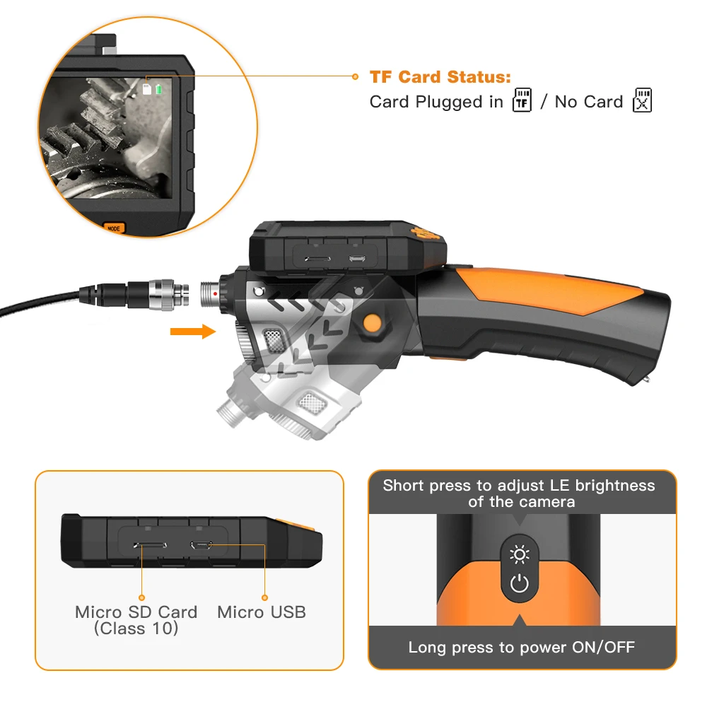 14.5mm Autofocus Industrial Endoscope HD Digital inspection Camera Borescope IP67 Waterproof 1m 4.5'' LCD Camera for car repair