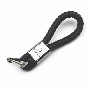 

Car Styling 3D Metal+Leather Emblem Car Key Ring Keychain Key Holder For Mitsubishi asx outlander xl 3 lancer pajero 4 l200