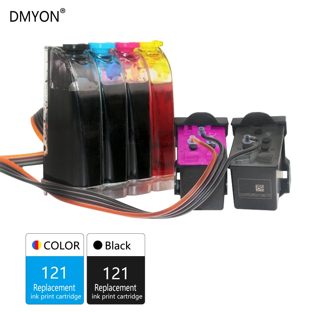 DMYON 121 СНПЧ Замена сыпучих чернил для hp 121 для Deskjet D2563 F2423 F2483 F2493 F4213 F4275 F4283 F4583 картриджи для принтера