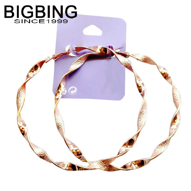 M038 BIGBING ювелирные изделия модные серьги-гвоздики с золотым закручиванием 8 см