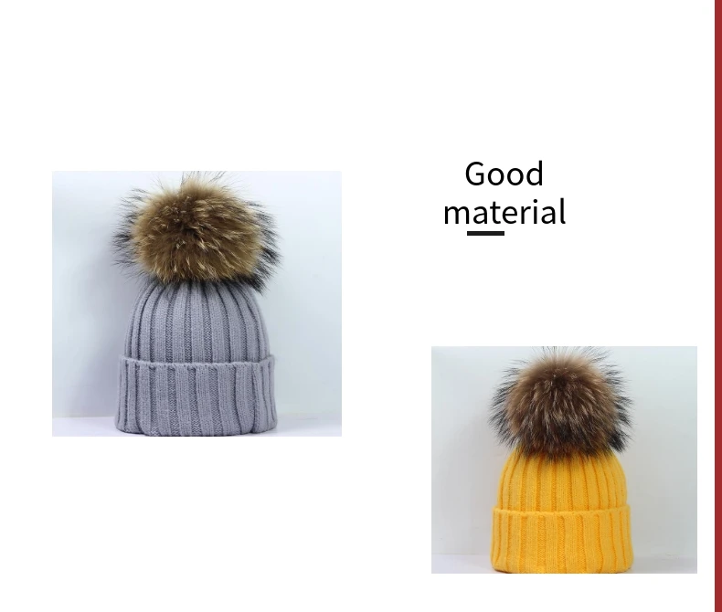 Mink And Fox Fur Ball Cap Pom Poms Winter Hat For Women Girl's Hat Knitted Beanies Cap Brand New Thick Female Cap