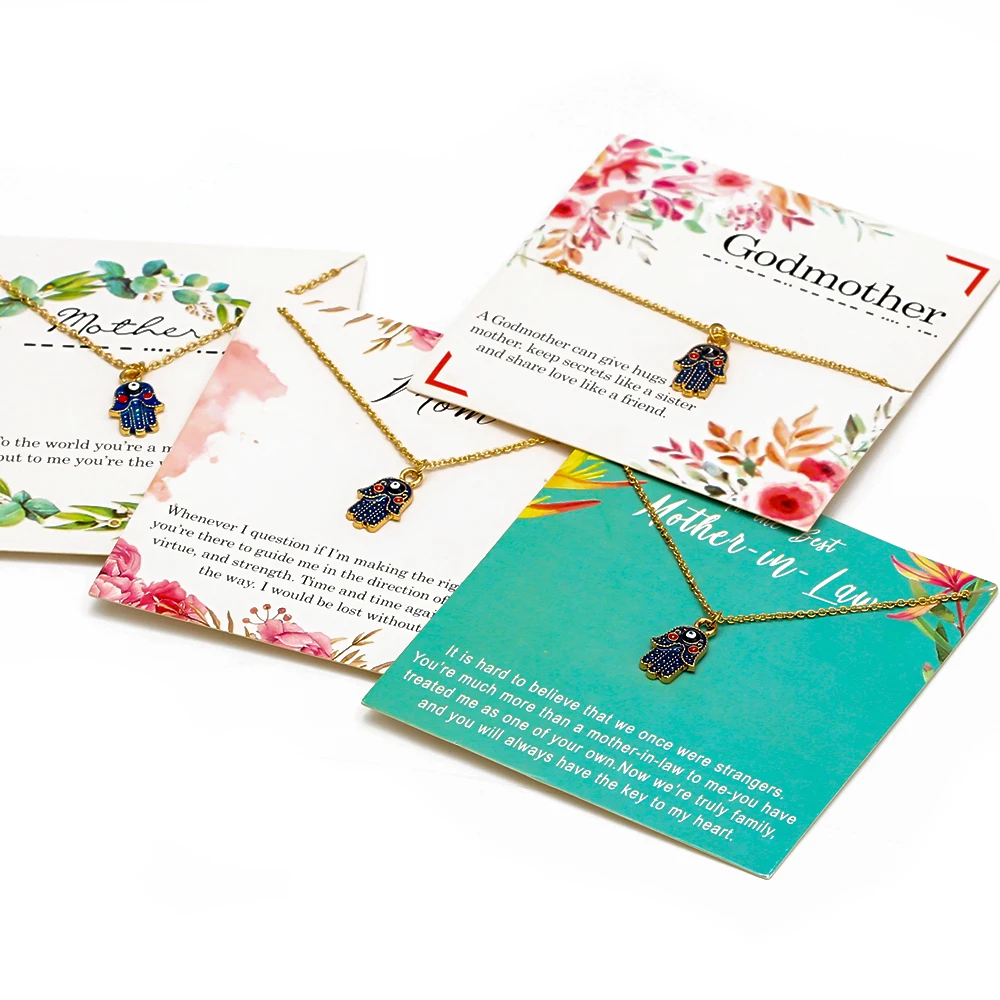 MEIBEADS 1 шт. модные индейки хасам руки амулеты Чокеры ожерелья карточка пожеланий Фатима Подвески в виде руки ожерелье для женщин осенний орнамент