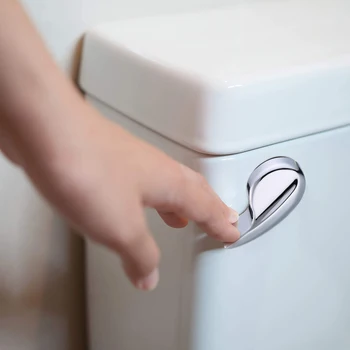 

2PCS Chrome Finish Front Mount Toilet Tank Flush Lever Handle with Flapper Chains Replacement for Most Mount Toilets