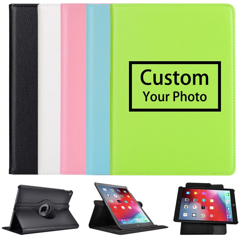 

Ipad2 3 4 Leather 360° Rotatable Back Case Custom Name Pic Cover Protective For 2020 iPad Pro 11 12.9 10.5 7.9 inch Mini 1 2 3 5