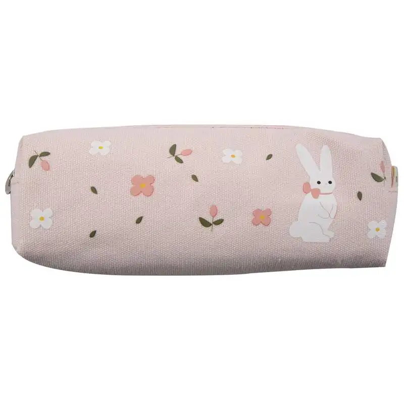 

Simple large capacity stationery cute little fresh canvas creative student pencil Bag Korean version 1pcs,pink