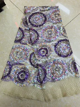 

muti color round circle style with sequinsr for african net lace fabric DIY women tulle lace for wedding party dress