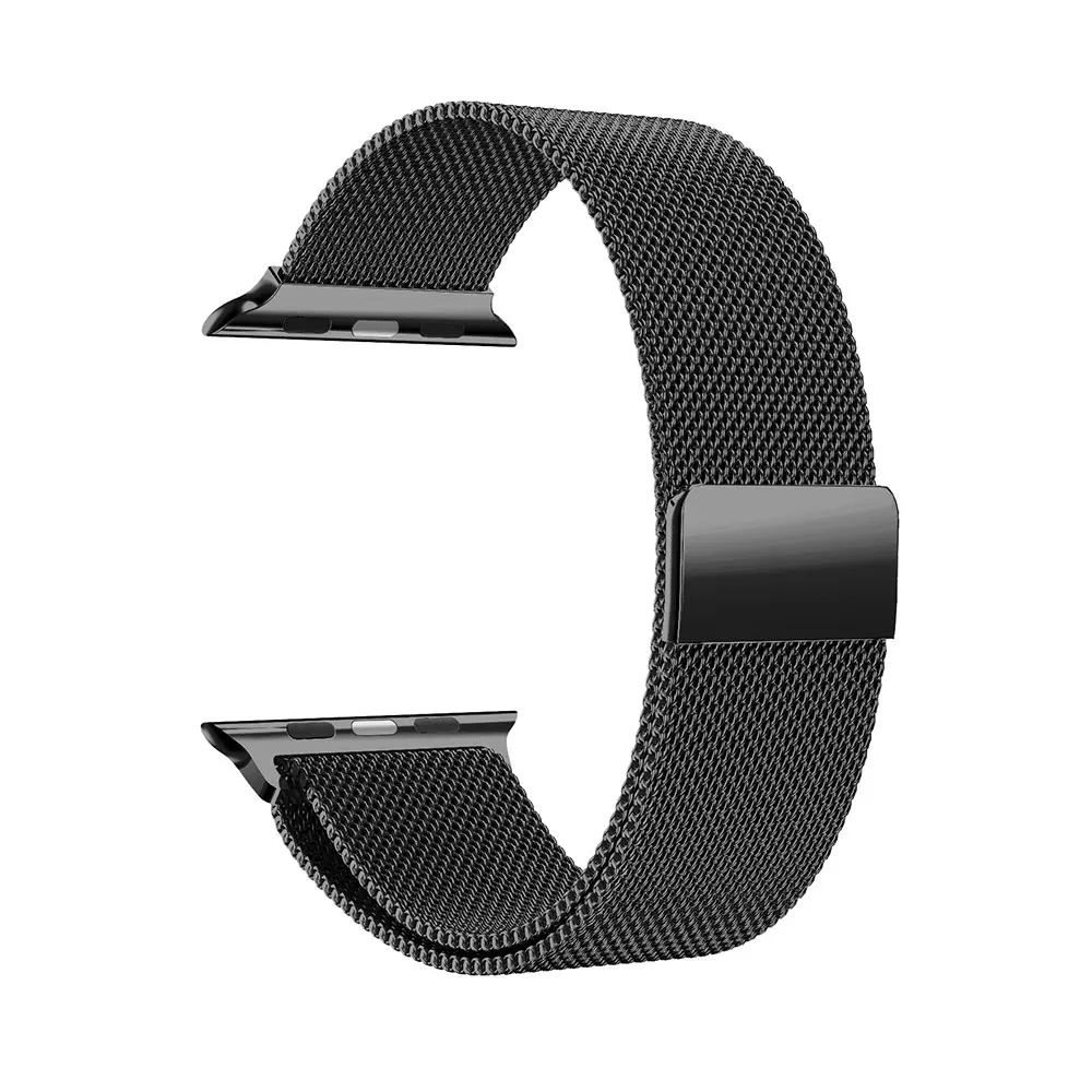Черный F10 Миланский ремешок для Apple Watch ремешок 38 42 мм браслет из нержавеющей стали ремешок для наручных часов магнитная пряжка подходит для IWO 8 4 - Цвет: Черный