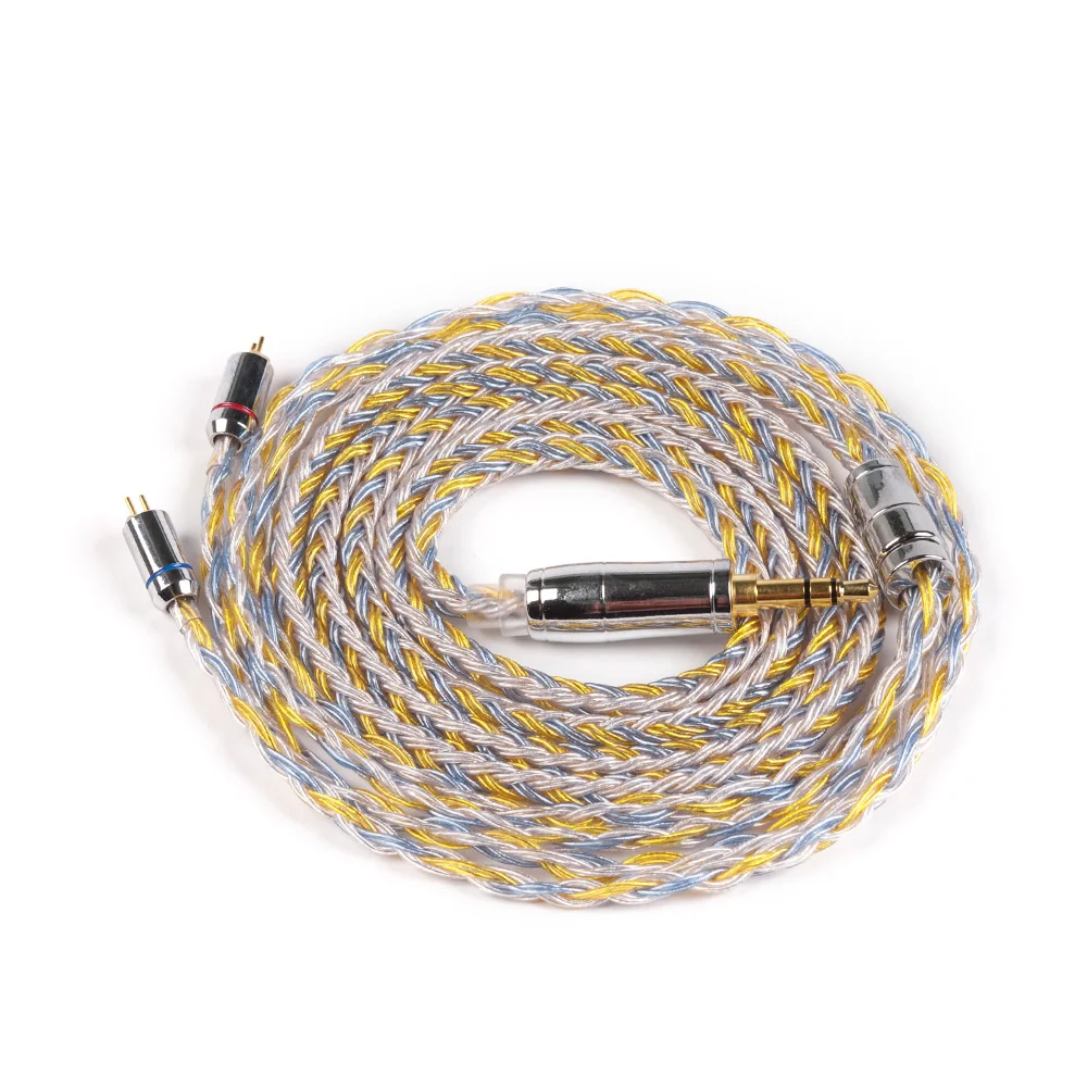  KBEAR 16 core Silver plated cable With 2.5/3.5/4.4 Earphone Cable For KB06 C10 ZS10 TRN V90 BA5 BLO