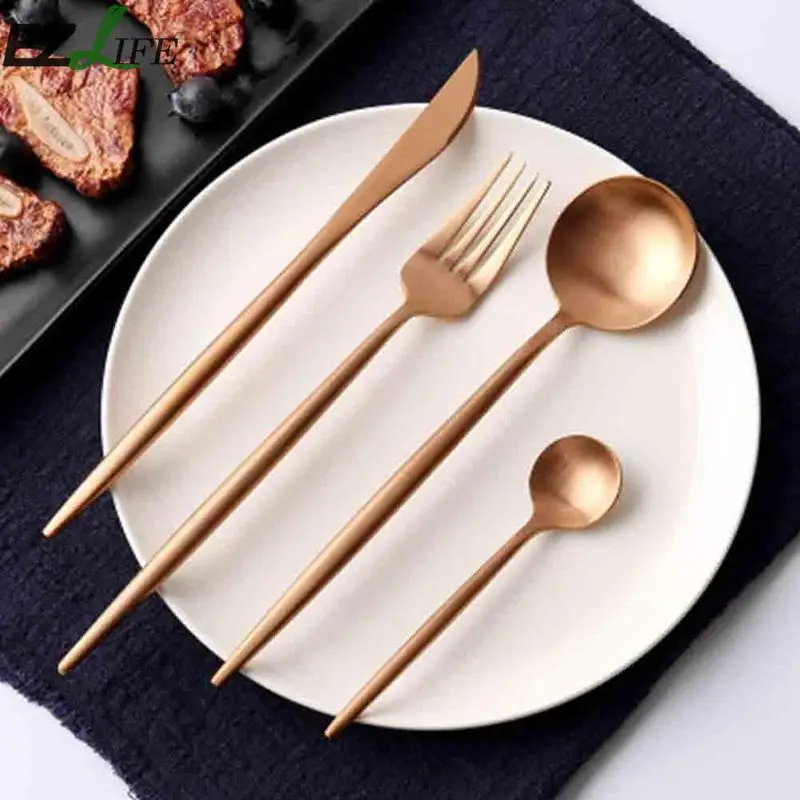 4 шт./компл. Европейский черный Нержавеющая сталь набор посуды CFC4277 посуда роскошные серебряные столовые приборы набор посуды матовая Ножи F U5G5