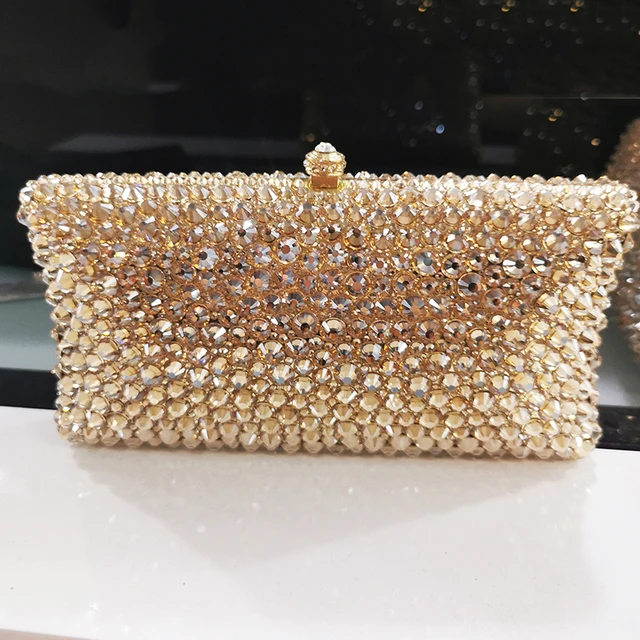 Fashion Champagne Color Clutch Bag Evening Purse And Diamond Dinner Banquet  Phone Case Wallets Shoulder Handbags Party Purses - AliExpress