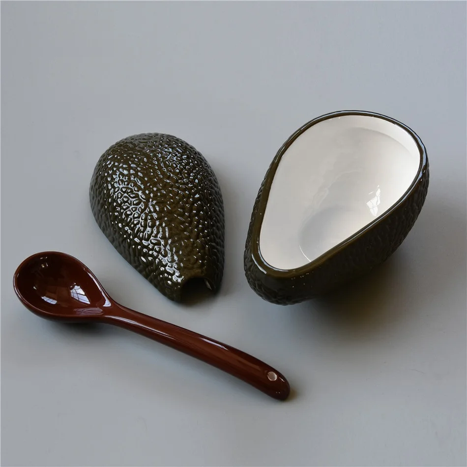 

Creative Avocado Plate Cute Ceramic Tableware Household Dishs Snack Plate Avocado Bowl Salad Fruit Plate Dinnerware Sets