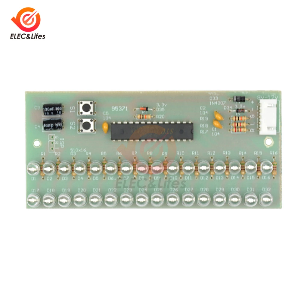 Dual Channel 16 LED level indicator MCU Adjustable Display mode LED VU meter Electronic DIY Kit for  LED Sound Audio Analyzer