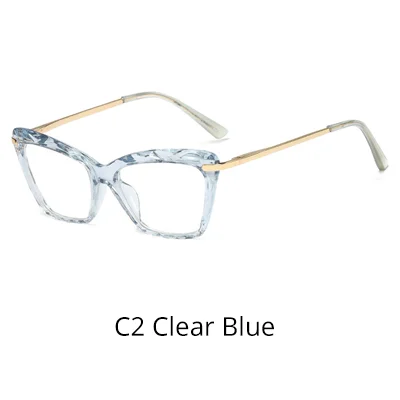 C2 Clear Blue Ralferty, винтажные очки, оправа для женщин, кошачий глаз, оправа для очков, прозрачный кристалл, оптические очки для близорукости, Oculo lunette de vue, F97533 - Цвет оправы: C2 Clear Blue