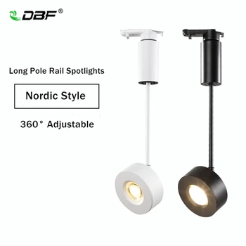 

[DBF]Europe Style Long Pole Round LED Track Light 7W 12W 15W Rotatable Spotlight Track Lamps for Art Exhibition Picture Show
