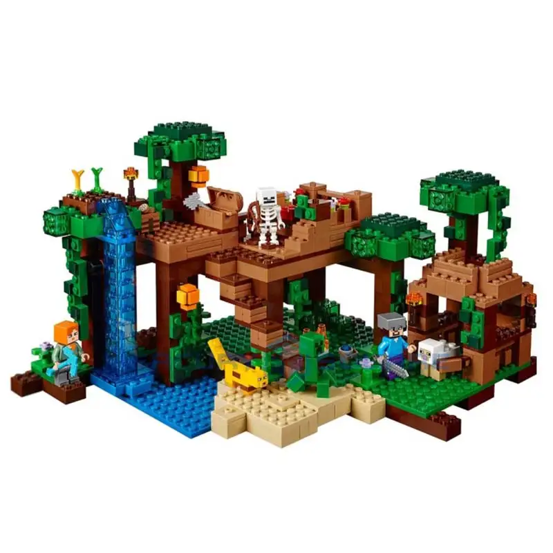 Jungle Tree House Building Blocks With Steve & Alex Action Figures Compatible My World Bricks Set Gifts Toys 21125 Jungle Tree House Building Blocks With Steve & Alex Action Figures Compatible My World Bricks Set Gifts Toys 21125