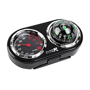 

2 In 1 Accessories Self Sticky Travel Ornaments Plastic Tool Interior Dashboard Car With Thermometer Guide Ball