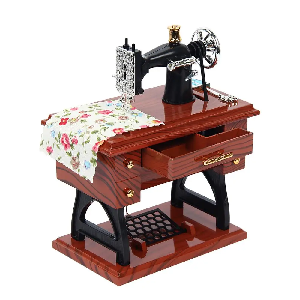 

Vintage Simulation Sewing Machine Music Box Retro Crafts Home Decorations Creative Music Box Gifts for Friend Lover